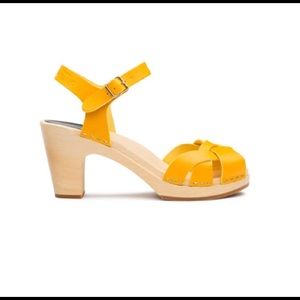 Swedish hasbeens high sandals in warm yellow